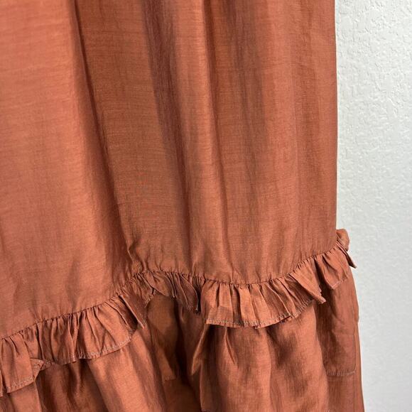 Current Air Anthropologie Tiered Tamra Midi Dress in Cognac Size Large Western - Picture 6 of 11